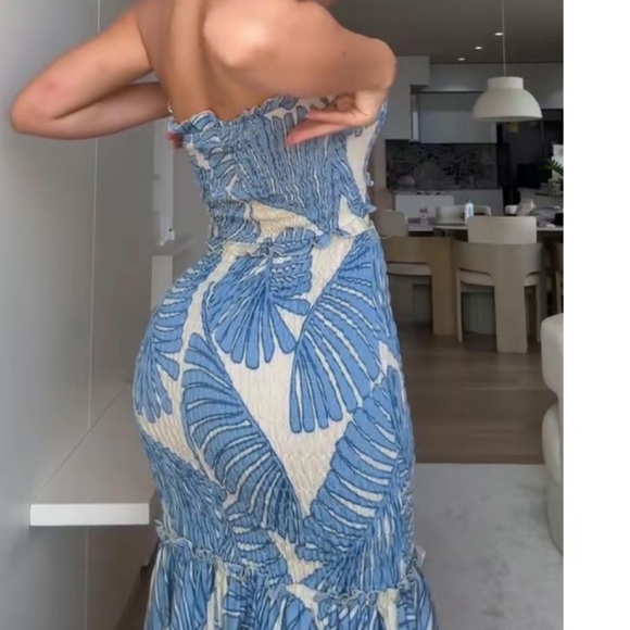 Elegant Blue and White Maxi Dress - Picture 2 of 2